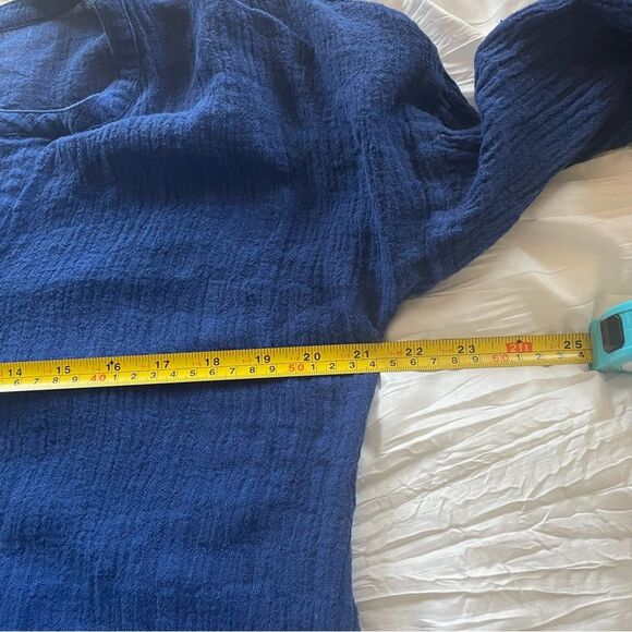 Soft Surroundings Women’s Blue Linen Blend V Neck Tunic Top w Buttons Size M - Picture 4 of 10